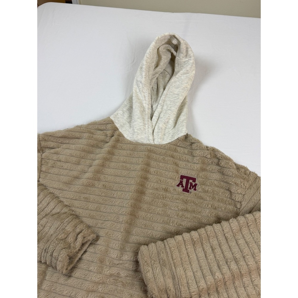 Texas A&M Aggies x Rivalry Threads Hoodie Womens M Tan Faux Fur NCAA Pullover